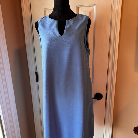 Everly light Blue Sleeveless Dress with scalloped hem - Picture 1 of 7